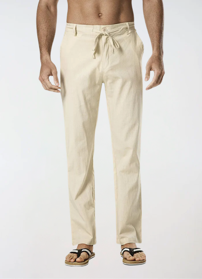 Linnen Broek Met Koord Beige