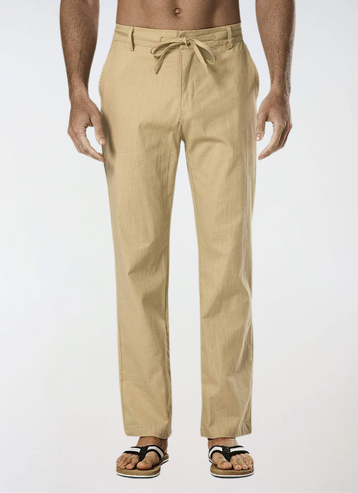 Linnen Broek Met Koord Khaki